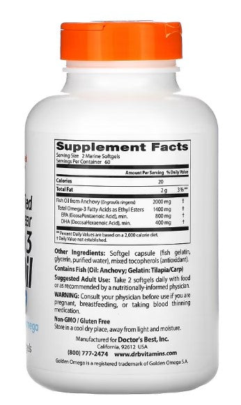 doctor's best purified and clear omega 3 fish oil supplement facts