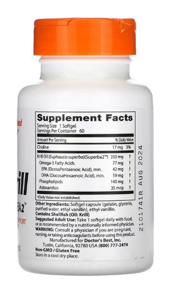 doctor's best real krill 350mg supplement facts