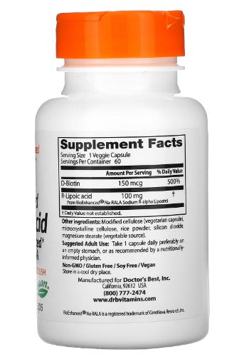 doctor's best stabilized r-lipoic acid supplement facts