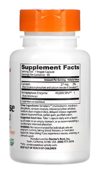 doctor's best serrapeptase supplement facts