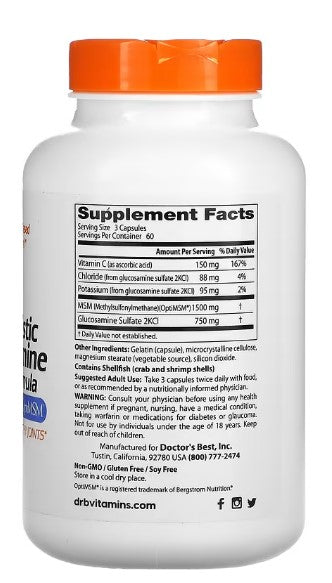 doctor's best synergistic glucosamine msm formula supplement facts