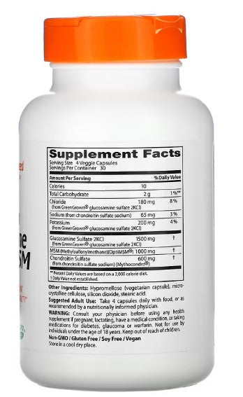 doctor's best vegan glucosamine and chondroitin and msm supplement facts
