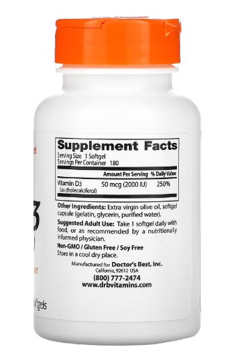 doctor's best vitamin d3 2000iu supplement facts