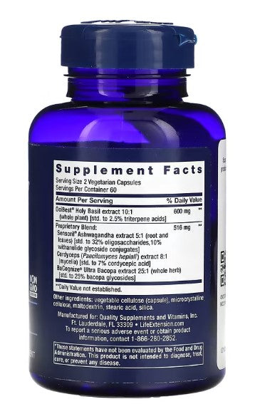 life extension adrenal energy formula supplement facts