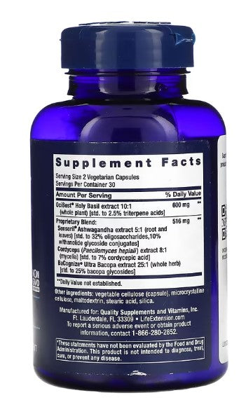 life extension adrenal energy formula 60vcaps supplement facts