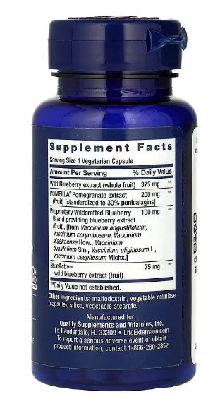 life extension blueberry extract with pomegranate 60 vcaps supplement factsu