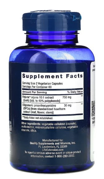 life extension cardio peak 120 vcaps supplement facts