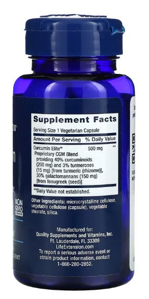 life extension circumin elite turmeric extract 30 vcaps supplement facts