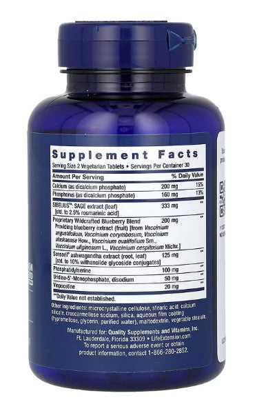 life extension cognitex elite 60 tablets supplement facts