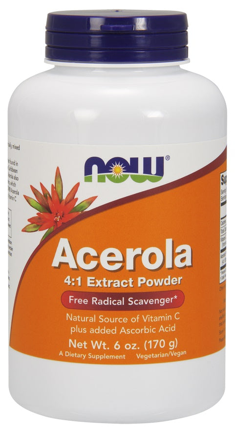 NOW Foods Acerola 4:1 Extract Powder 170g - Natural, High-Potency Vitamin C Supplement