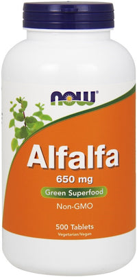 NOW Foods Alfalfa 650mg - 500 Tablets | Natural Detox & Nutrient-Rich Supplement