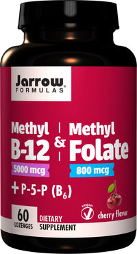 Jarrow Formulas Methyl B-12 & Methyl Folate, 800mcg Cherry - 60 lozenges