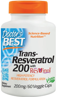 Doctor's Best, Trans-Resveratrol with ResVinol-25, 200mg - 60 vcaps
