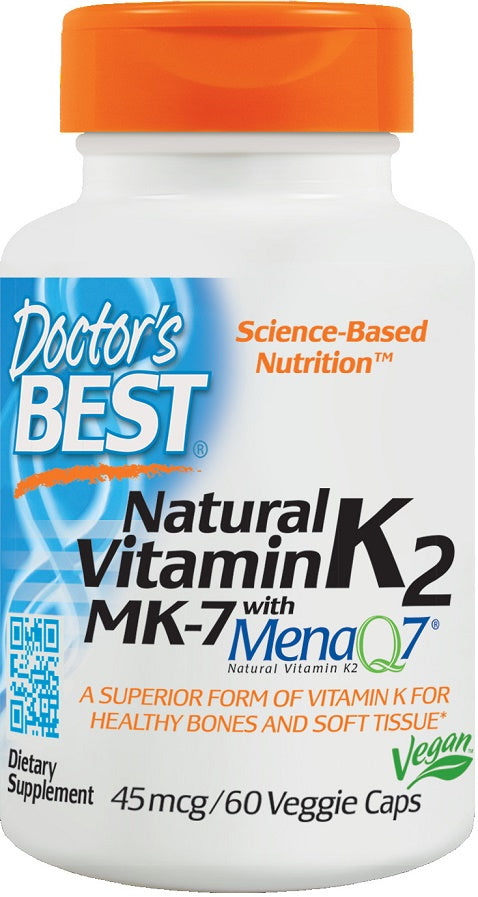 doctor's best natural vitamin k2 mk-7 45mcg to support healthy bones