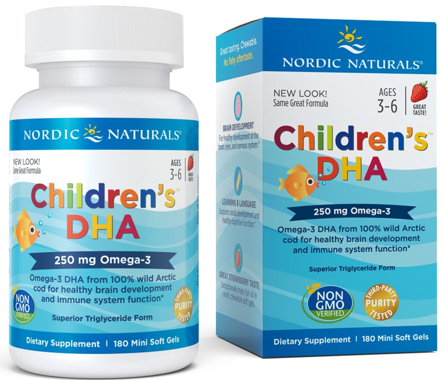 Nordic Naturals Children's DHA, 250mg Strawberry - 180 mini softgels