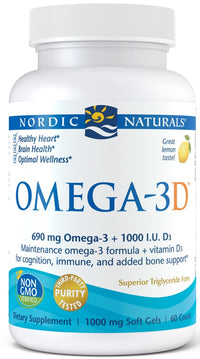 Nordic Naturals Omega-3D, 690mg Lemon - 60 softgels