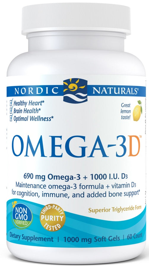 Nordic Naturals Omega-3D, 690mg Lemon - 60 softgels