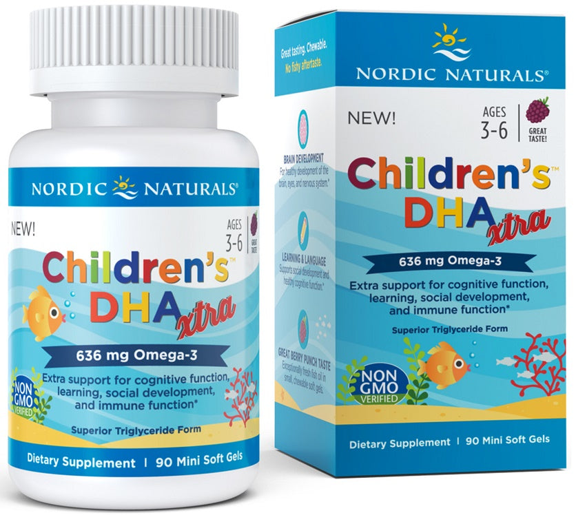 Nordic Naturals Children's DHA Xtra, 636mg Berry Punch - 90 mini softgels