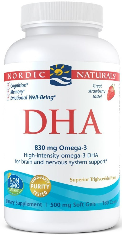 Nordic Naturals DHA, 830 mg Strawberry - 180 softgels