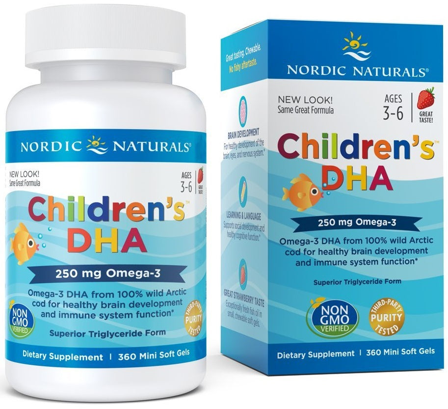 Nordic Naturals Children's DHA, 250mg Strawberry - 360 mini softgels