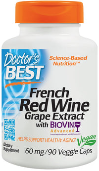 Doctor's Best, French Red Wine Grape Extract with Biovin, 60mg - 90 vcaps