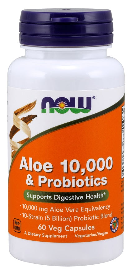 Aloe 10,000 & Probiotics | 60 Vcaps for Digestive Balance & Immune Boost