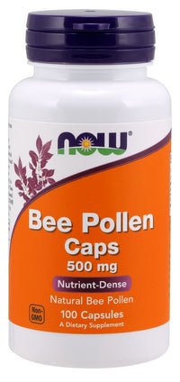 NOW Foods Premium Bee Pollen 500mg - 100 Capsules for Natural Energy & Health Benefits