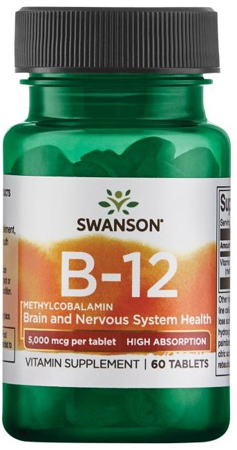 Swanson Vitamin B-12 Methylcobalamin, 5000mcg High Absorption - 60 tabs