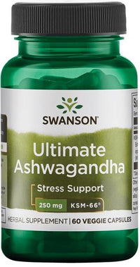 Swanson Ultimate Ashwagandha KSM-66 250mg – 60 Vegan Capsules for Energy & Focus