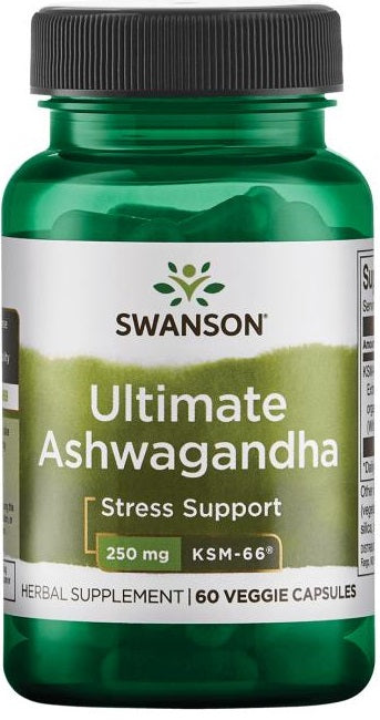 Swanson Ultimate Ashwagandha KSM-66 250mg – 60 Vegan Capsules for Energy & Focus