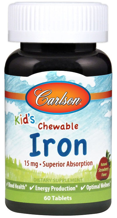 Carlson Labs Kid's Chewable Iron, 15mg Strawberry (EAN 088395559402) - 60 tablets