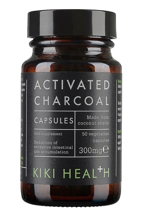 KIKI Health Activated Charcoal 300mg – 50 Capsules for Digestive Support & Toxin Removal