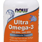 NOW Foods Ultra Omega-3 (In Fish Gelatin Softgels) - 180 fish softgels