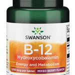 Swanson B-12 Hydroxycobalamin, 1000mcg - 60 chewable tablets