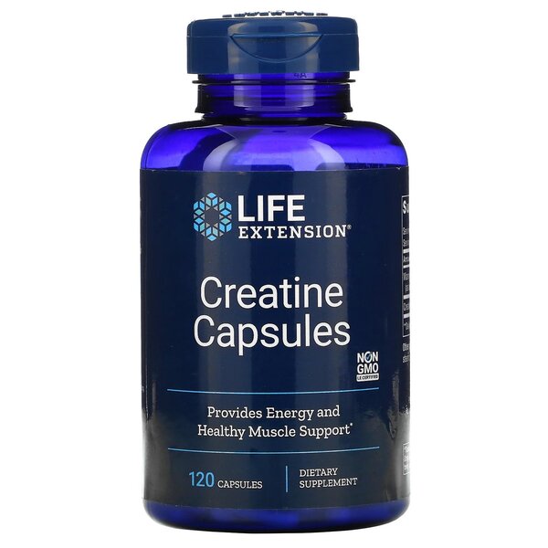 life extension creatine capsules provides energy and healthy muscle support 120 caps