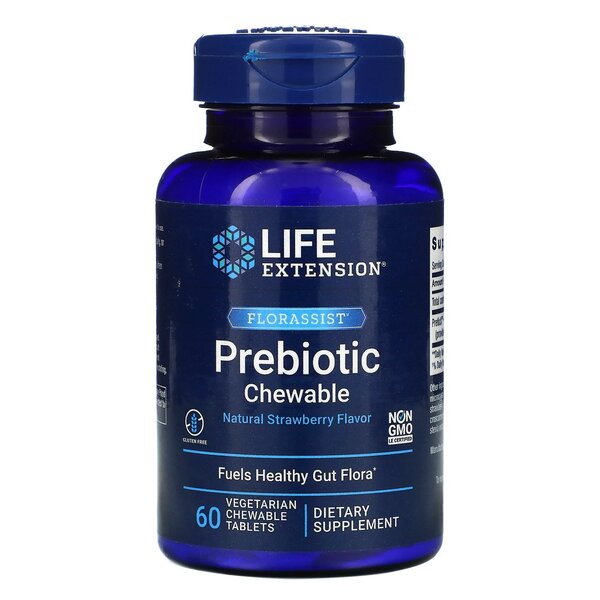 life extension florassist prebiotic chewable digestive health support 60 tablets