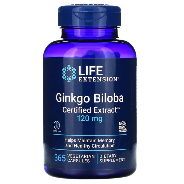 life extension ginkgo biloba certified extract to maintain memory and healthy circulation 365 vcaps