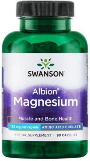 Swanson Albion Magnesium 133mg – Support Healthy Nerves, Muscle Function & Bone Health | 90 Vegan Caps