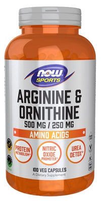 NOW Foods Arginine & Ornithine Supplement - 100 Vcaps for Better Blood Flow & Recovery