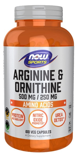 NOW Foods Arginine & Ornithine Supplement - 100 Vcaps for Better Blood Flow & Recovery