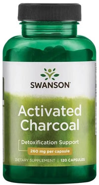 Swanson Activated Charcoal 260mg – Natural Supplement for Detox & Digestive Relief (120 Caps)