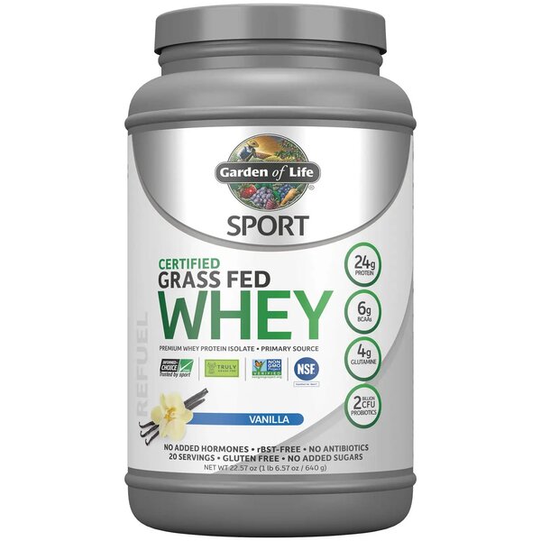 Garden of Life Sport Certified Grass Fed Whey Protein, Vanilla - 640g