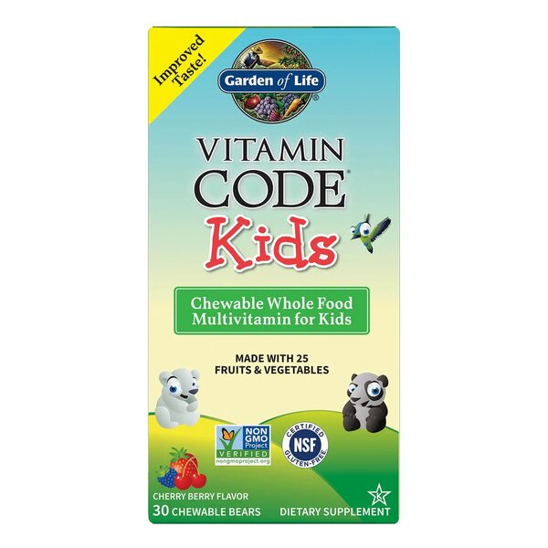 Garden of Life Vitamin Code Kids (Chewable Whole Food Multivitamin For Kids), Cherry Berry - 30 chewable bears