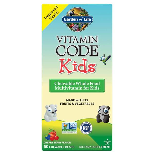 Garden of Life Vitamin Code Kids (Chewable Whole Food Multivitamin For Kids), Cherry Berry - 60 chewable bears