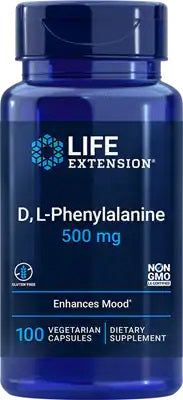 life extension d l-phenylalaninee mood enhancer 500mg 100 vcaps 