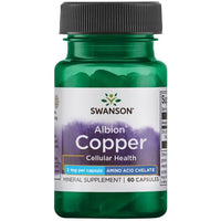 Swanson Albion Copper 2mg - 60 Vegan Capsules | Essential Trace Mineral for Wellness