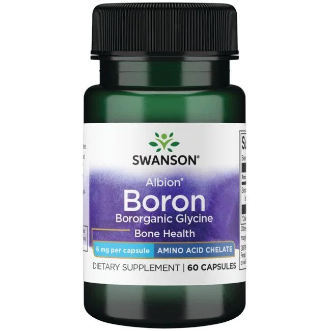 Swanson Albion Boron Bororganic Glycine 6mg – Optimal Bone Support, Hormonal Health, 60 Capsules