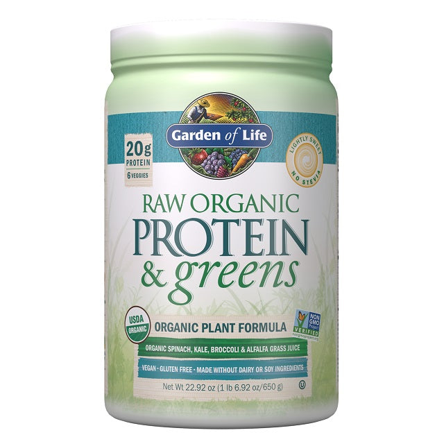 Garden Of Life Raw Organic Protein & Greens, Lightly Sweet - 650g