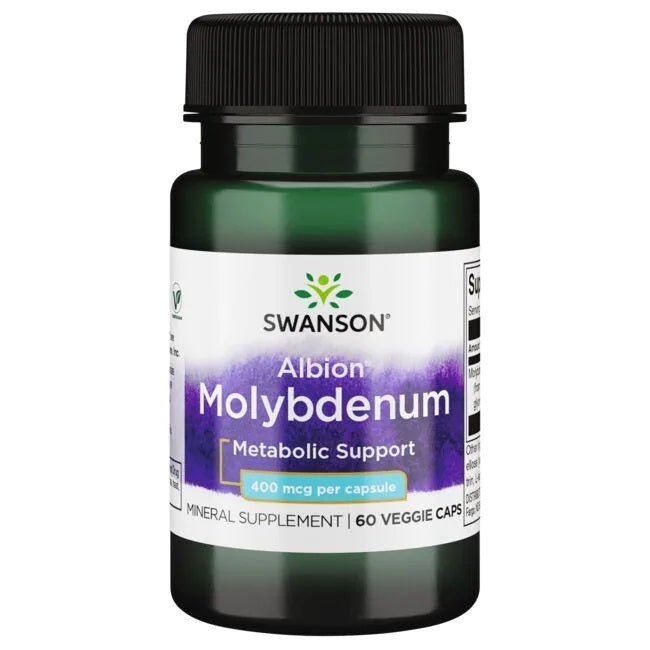 Swanson Albion Molybdenum 400mcg - Bioavailable Molybdenum for Enzyme Support | 60 Vcaps