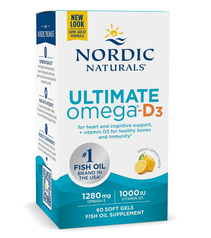 Nordic Naturals Ultimate Omega-D3, 1280mg Lemon - 60 softgels